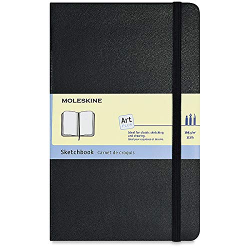 Moleskine Art Sketchbook, Hard Cover, Large (5' x 8.25') Plain/Blank, Black, 104 Pages