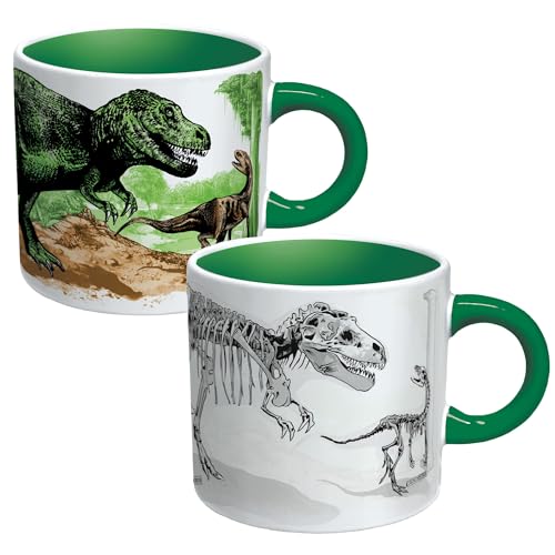 The Unemployed Philosophers Guild Disappearing Dino Mug - Heat Sensitive Color Changing Coffee Mug - Add Hot Liquid and Watch Dinosaurs Turn to Fossils,12 fl oz