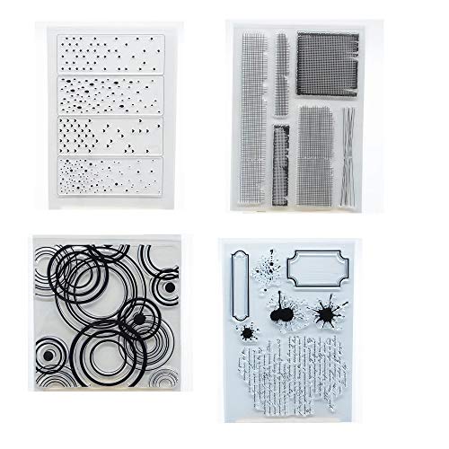 Welcome to Joyful Home 4pcs/Set Background Rubber Clear Stamp for Card Making Decoration and Scrapbooking Transparent