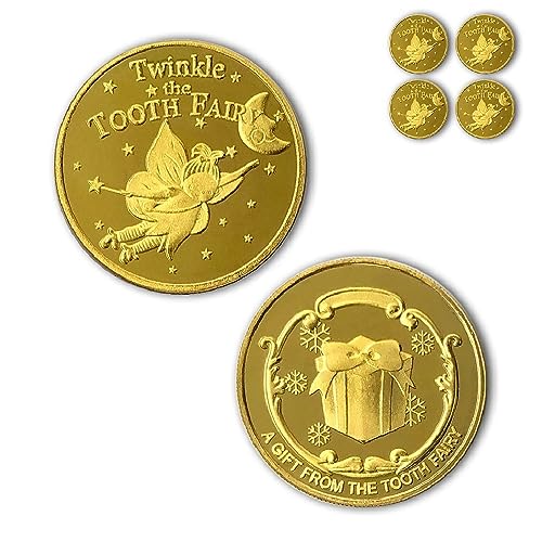 NLR Tooth Fairy Coins [4 pcs] Tooth Fairy Golden Coins Experience for The Lost Tooth Kids