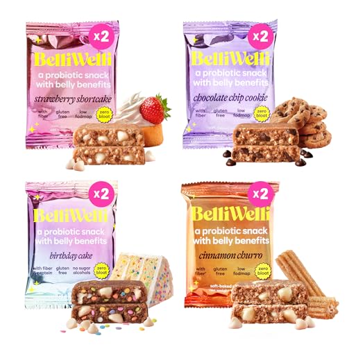 Belliwelli Soft Baked Probiotic Snack Bar | Gluten-Free, Dairy-Free, Vegan, & Low-FODMAP | Variety (8 Pack)