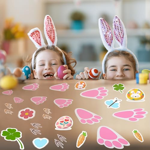 Easter Bunny Pawprints for Floor,Easter Bunny Footprints for Floor Candy Decorations,Easter Bunny Feet Stickers for Crafts 14 Sheet 84PCS,for Easter Wall Stickers Home Party Decor Easter Wall Decals