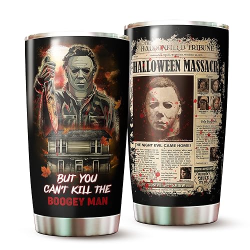 MARSANA Halloween Tumbler - Horror Tumbler - Gifts For Halloween, Christmas - Horror Mug - Halloween Cup - Halloween Mug - Halloween Tumbler 20oz - Horror Mug - Halloween Decoration