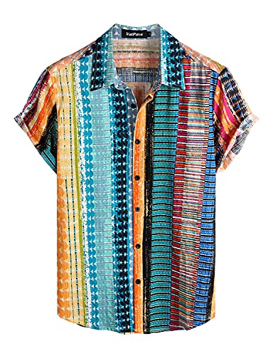 VATPAVE Mens Casual Hawaiian Floral Shirts Short Sleeve Button Down Tropical Shirts Beach Summer Shirts Medium Multicolor