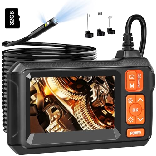 Daxiongmao Endoscope Camera with Light, 1080P HD Dual Lens Borescope with 32G Storage Card, IPX7 Waterproof Endoscope, Borescope Camera with Light, 16.5ft Endoscope Camera, Gadgets for Men(4.3')