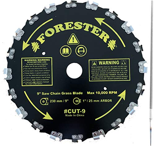 FORESTER Brush Cutter Blades and File Set - Trimmer Chainsaw Tooth Saw Blade - for Trimming Trees, Cutting String, Underbrush, and More - 20 Tooth 9' Circular Brush Blade with 3/16' File