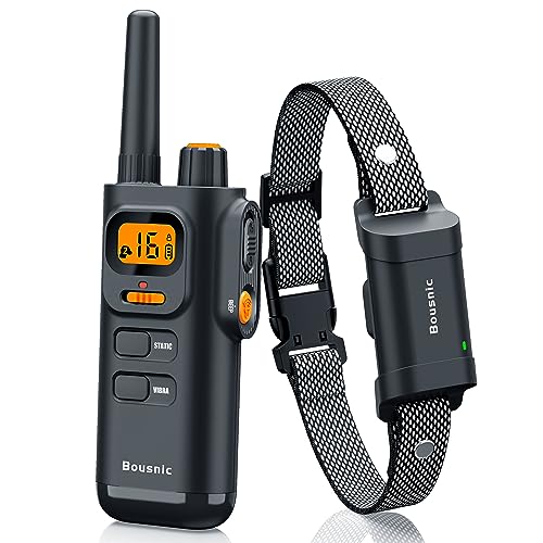 Bousnic Dog Shock Collar with Remote - [New Edition] 4000FT Dog Training Collar for Large Medium Small Dogs (8-120lbs) Waterproof Rechargeable E Collar with Beep, Vibration, Safe Shock (Grey)