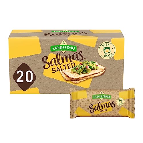 Sanissimo Salmas Salted, 20 packs of 3 Crackers, Oven Baked Corn Crackers, Gluten Free, Non GMO, Kosher Certified