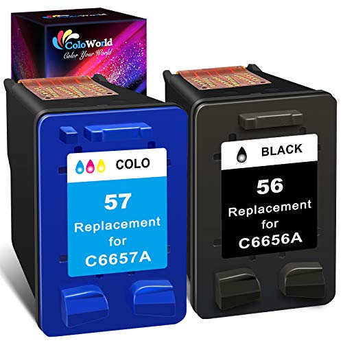 ColoWorld Remanufactured Ink Cartridge Replacement for HP 56 57 56XL 57XL Combo Pack (1 Black,1 Color) for OfficeJet 6110 5510 4215 PhotoSmart 7660 7760 7960 DeskJet 5550 5650 PSC 1315 Printer