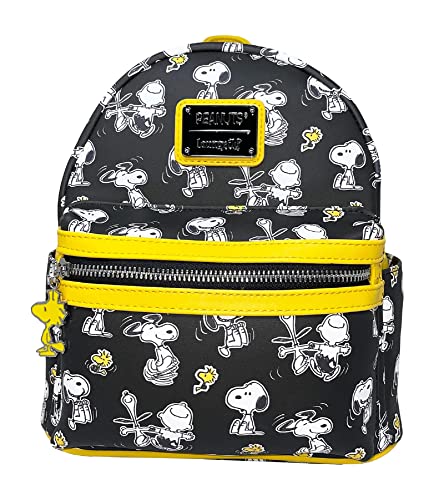 Loungefly Peanuts Snoopy and Charlie Brown Allover Print Womens Double Strap Shoulder Bag Purse