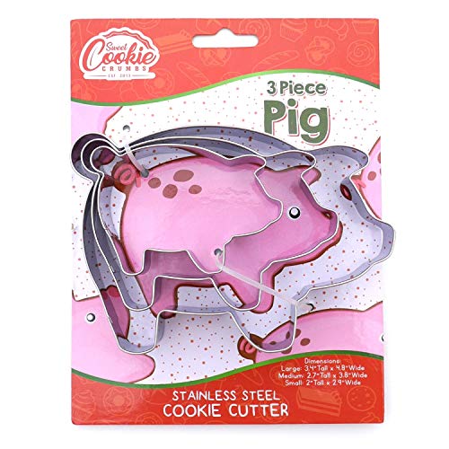 Pig Farm Animal Cookie Cutter Set, Large 3-Piece Set, Premium Food Grade Stainless Steel, Dishwasher Safe