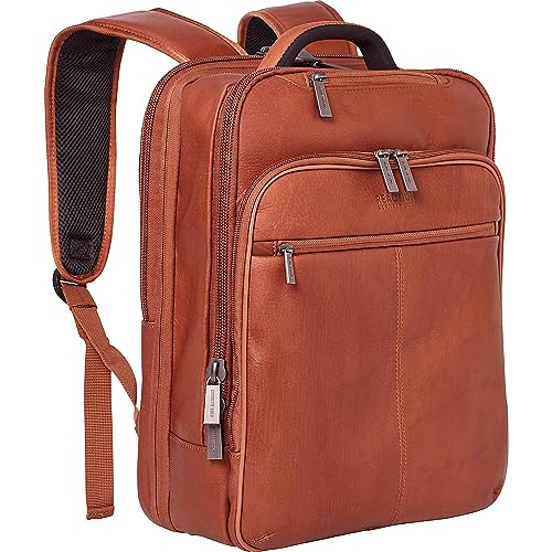 Kenneth Cole REACTION Colombian Leather 16' Manhattan Slim Laptop Travel Backpack, Cognac