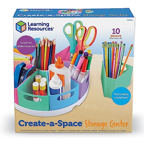 Learning Resources Create-a-Space Storage Center, 10 Piece set - Desk Organizer for Kids, Art Organizer for Kids, Crayon Organizer, Homeschool Organizers and Storage