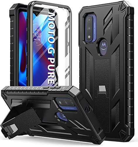 for Motorola Moto-G Pure Phone Case: Moto G-Power 2022 Case Heavy Duty Military Grade Hard Protection Shock Proof Grip | Durable Dual-Layer Armor Design Protective Case Moto G Play 2023 (Black)