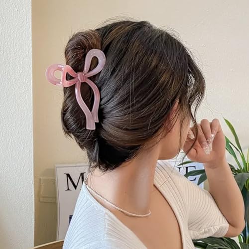 Bow Hair Claw Clip for Women (Pink)