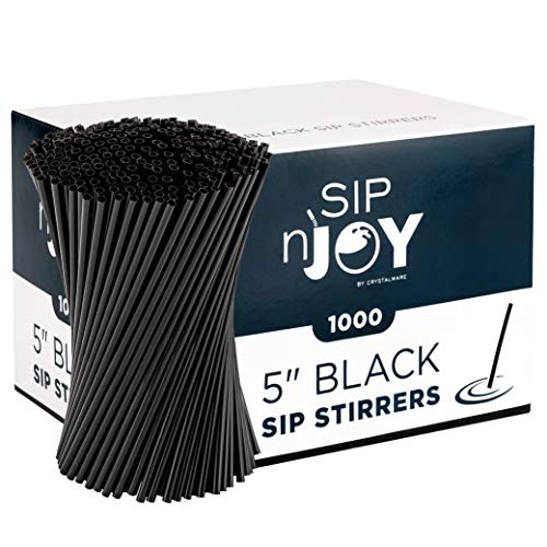 Coffee Stirrers Sticks, Disposable Plastic Drink Stirrer Sticks, 1000 Stirrers, Use It As A Coffee Straws Or A Cocktail Mixers (Black, 5-Inch (Pack of 1)