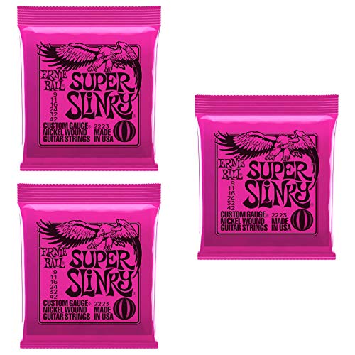 Ernie Ball, Super Slinky Electric Guitar Strings 9-42 (Pack of 3 Sets) (2223x3)