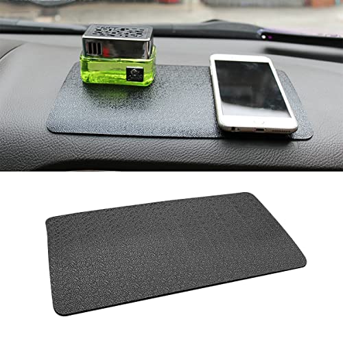 BLAU GRUN Car Dashboard Anti-Slip Rubber Pad, 10.6 x 5.9 Universal Non-Slip Car Magic Dashboard Sticky Adhesive Mat for Phones Sunglasses Keys Electronic Devices and More Use (Black/Car Texture)