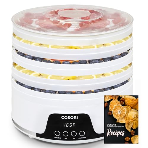 COSORI Food Dehydrator Machine for Jerky, 5 BPA-Free 12.2' Trays with 165°F Temperature Control and 48H Timer, 350W Dryer for Fruit, Herbs, Meat, Veggies and Dog Treats, 50-Recipes Book Included