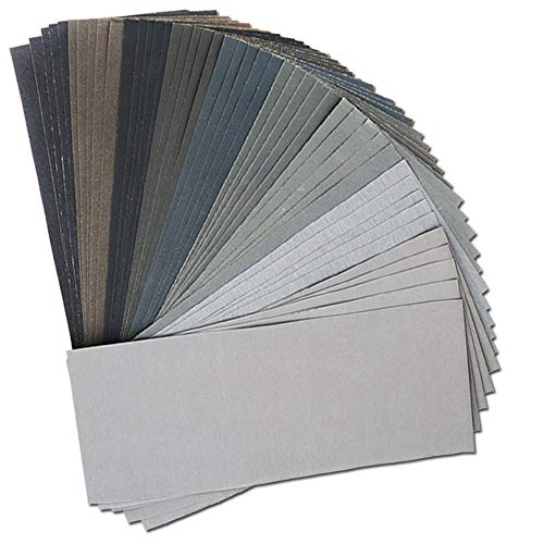 45Pcs Wet Dry Sandpaper, 400/600/ 800/1000/ 1200/1500/ 2000/2500/ 3000 Grit Assorted Sanding Sheets for Automotive Polishing, Metal Sanding, Wood Furniture Finishing, 9 x 3.6 Inch by BAISDY
