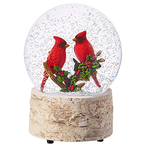 Raz Imports 5.5' Cardinals and Christmas Holly Snow Water Globe