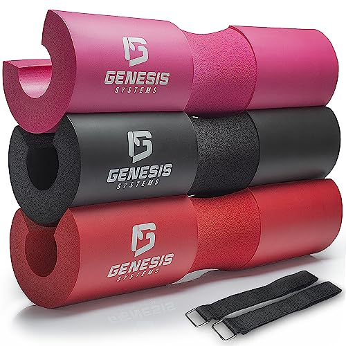 GENESIS SYSTEMS Squat Pad Barbell Pad for Hip Thrusts Squats Lunges Glute Bridge - Foam Pad for Weight Lifting Neck Shoulder Support - Barbell Cushion Hip Thrust Pad for Standard and Olympic Bars