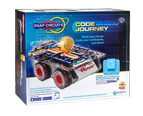 Snap Circuits Code Journey, Build Your Circuit, Code Your Commands, and Drive, Bluetooth Controlled, STEM Building Toy for Ages 8 to 108