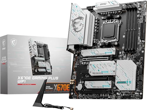 MSI X670E GAMING PLUS WIFI Gaming Motherboard (AMD Ryzen 8000/7000 Series Processors, AM5, DDR5, PCIe 5.0, SATA 6Gb/s, M.2 slots, USB 3.2 Gen 2, Wi-Fi 6E, Bluetooth 5.3, 2.5Gbps LAN, HDMI/DP, ATX)