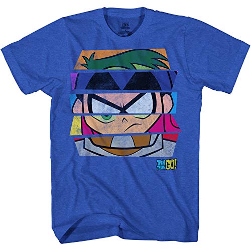 Boys Teen Titans Go! T-Shirt - Teen Titans Go! Beast Boy, Raven, Cybord, Robin and Silkie Shirt (Royal Heather, Large)