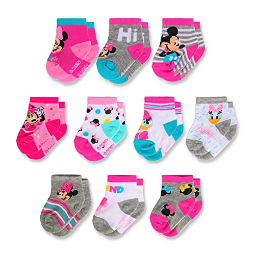 Disney baby girls Minnie Mouse Girl 10-pack Infant Sock, Multicolor - 0-24 Months Socks, Dark Pink, 0-6 Months US