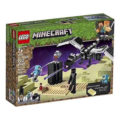 LEGO Minecraft The End Battle 21151 Ender Dragon Building Kit Includes Dragon Slayer and Enderman Toy Figures for Dragon Fighting Adventures (222 Pieces)