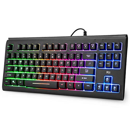 Rii Gaming Keyboard,87 Keys Compact Keyboard,Wired Computer Keyboard with Backlit PC and Desktop (RK104)