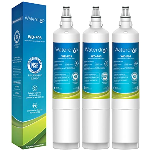 Waterdrop 5231JA2006A Replacement for LG LT600P Refrigerator Water Filter, fml-2, KENMORECLEAR 46-9990, KENMORE 9990, 5231JA2006B, RWF1000A, LFX25960ST, LSC27931ST, 3 Filters