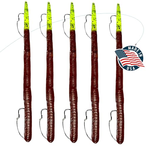 Delong Lures Weedless Pre-Rigged Fishing Lures Bass Set, Pike, and Anything in Between - Made in USA - Extra Durable Soft Plastic Swimbaits for Bass Fishing Lures - 5 PCS Bass Baits and Lures Pack