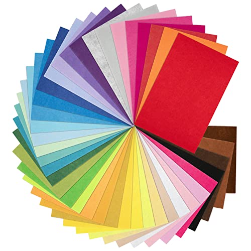 8 x 12 Inches Felt Sheets for Crafts, 40Pcs Felt Squares Felt Fabric Sheets, Assorted Colors Non Woven Felt Pack, 1mm Thick, Stiff Felt Paper for DIY Sewing Craft Patchwork Decoration