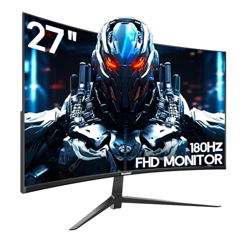 Gawfolk Curved 27 inch Gaming Monitor 144hz/180hz PC Monitor Full HD 1080P, Frameless 1500R Computer Display with FreeSync & Eye-Care Technology, Support VESA, DP, HDMI Port (Black)
