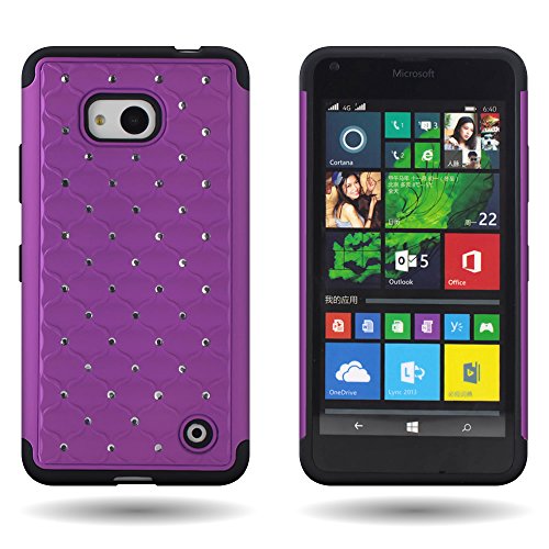 Lumia 640 Case, CoverON [Aurora Series] Cute Rhinestone Bling Stud Diamond Cover Skin Phone Case for Microsoft Lumia 640 - Purple/Black