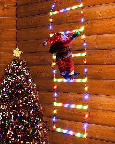 Toodour LED Christmas Light - Christmas Decorative Ladder Lights with Santa Claus, Christmas Decorations Lights for Indoor Outdoor, Window, Garden, Home, Wall, Xmas Tree Decor (2.5FT, Multicolor)