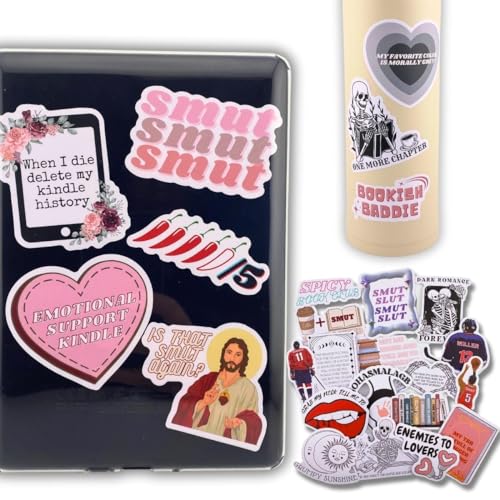 Book Stickers for Kindle,Reading Smut Bookish Sticker Adult Spicy Booktok Smutty Funny Aesthetic Decal,Emotional Support Mafia Hockey Grumpy Dark MC Romance Sport Books Lover Clear Case Deco Gift-50PC