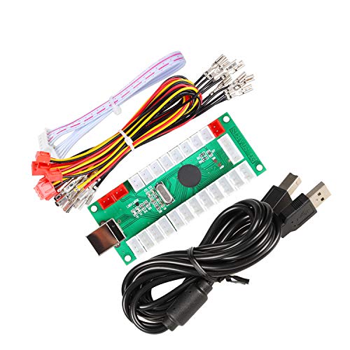 EG STARTS Zero Delay USB Encoder to PC LED Joystick Set Compatible LED Arcade Joystick DIY Kit Controller Part Mame Games (5Pin Cable + 10x 3Pin 2.8mm Wire)