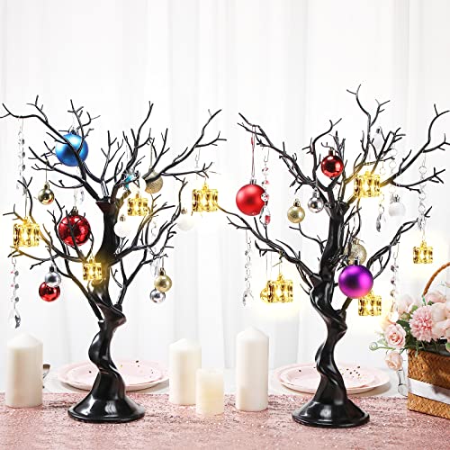 Ysleen 2 Pcs Artificial Tree for Table Centerpiece Wedding Easter Tree Birthday Party Home Indoor Outdoor Decoration 23.6 Inch(Black)