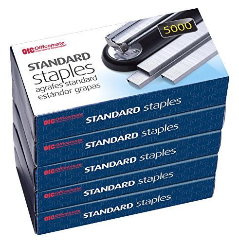 Officemate Standard Staples, 5 Boxes General Purpose Staple, 5000 Staples/Box (91925)