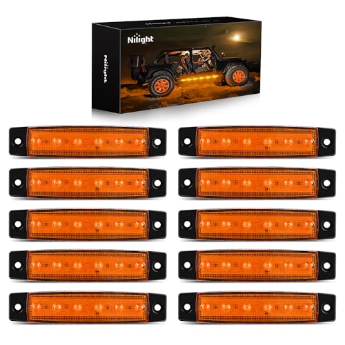 Nilight TL-14 10PCS 3.8” 6 Amber Indicator Rear Side Truck Trailer RV Cab Boat Bus Lorry LED Marker Clearance Light, 2 Years Warranty