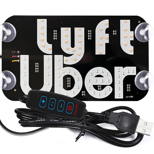 Led Light Signs for Car, Bumper Stickers Taxi Sign Light Windshield, Glow LED Sign Decal Stickers with Suction Cups Flashing Hook on Car Window LED Bright Lights USB Plug (Pink/Blue)