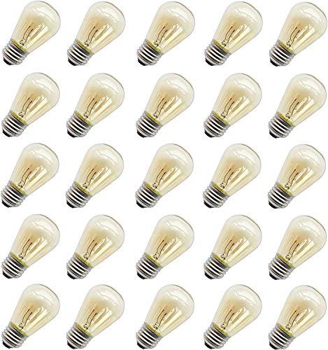 Rolay 11W Outdoor String Light Bulbs, S14 Incandescent Replacement Bulbs for Outdoor Patio String Lights with E26 Base, Pack of 25