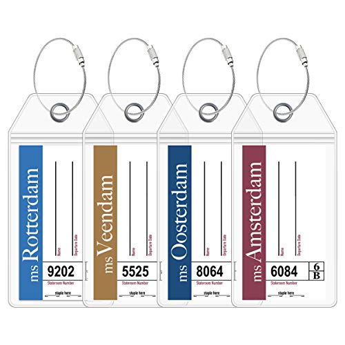 Holland America Luggage Tag Holders by Cruise On [4 Pack] Fits All Holland America Ships & Tags for Cruises in 2024 & 2025