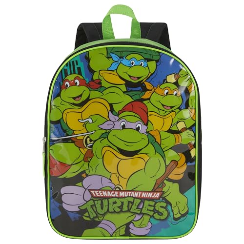 Nickelodeon Teenage Mutant Ninja Turtles Backpack for Kids 15” | Cool TMNT Bookbag for Boys | Padded Straps & Large Zip Compartment | TMNT Back to School Supplies