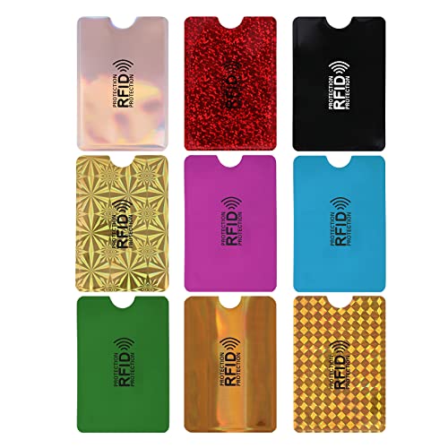Molain Colorful RFID Card Holder, 9 Pieces RFID Blocking Sleeves Credit Card Sleeves Set RFID Identity Card Protector for Women Men