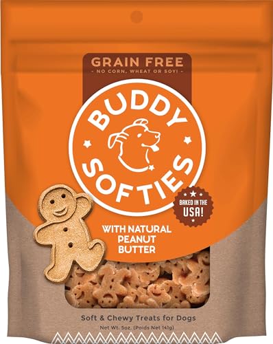 Buddy Biscuit Softies 5 oz Pouch, Grain-Free Soft & Chewy, Natural Peanut Butter Flavor Dog Treats, Oven Baked in the USA