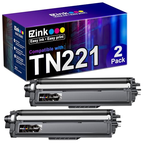 E-Z Ink (TM TN221 TN221BK Compatible Toner Cartridge Replacement for Brother TN-221 Black to Use with MFC-9130CW HL-3170CDW HL-3140CW HL-3180CDW MFC-9330CDW MFC-9340CDW HL-3150CDN (Black, 2 Pack)